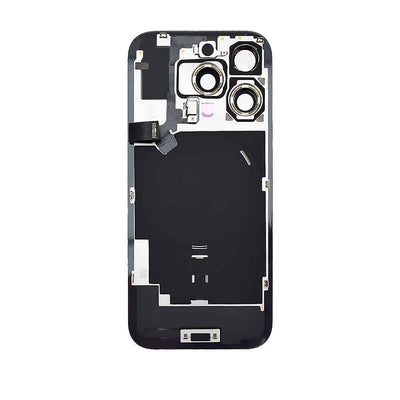 BQ7 Rear Cover Glass with Camera Lens Glass and Wireless NFC Charging with Flash Flex Cable for iPhone 16 Pro-White Titanium