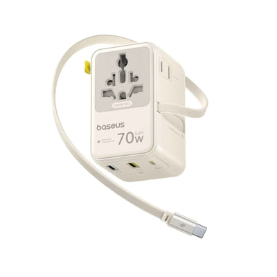 Baseus EnerCore CG11 Universal Travel Adapter with Retractable Cable 2AC+2U+2C 70W Off