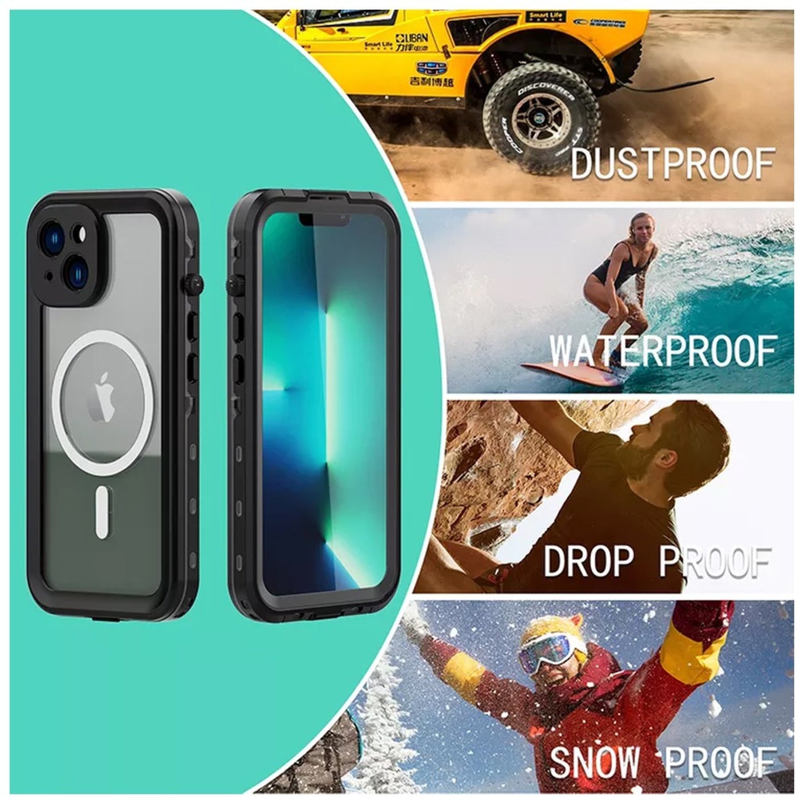Pepper Dot Ip68 Waterproof Case With Magnetic Ring For Iphone 14 Pro Max Magsafe