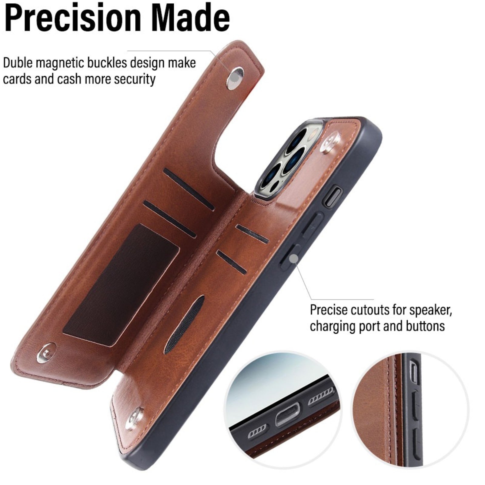 Hanman Back Flip Leather Wallet Shockproof Cover Case For Iphone 14 Plus