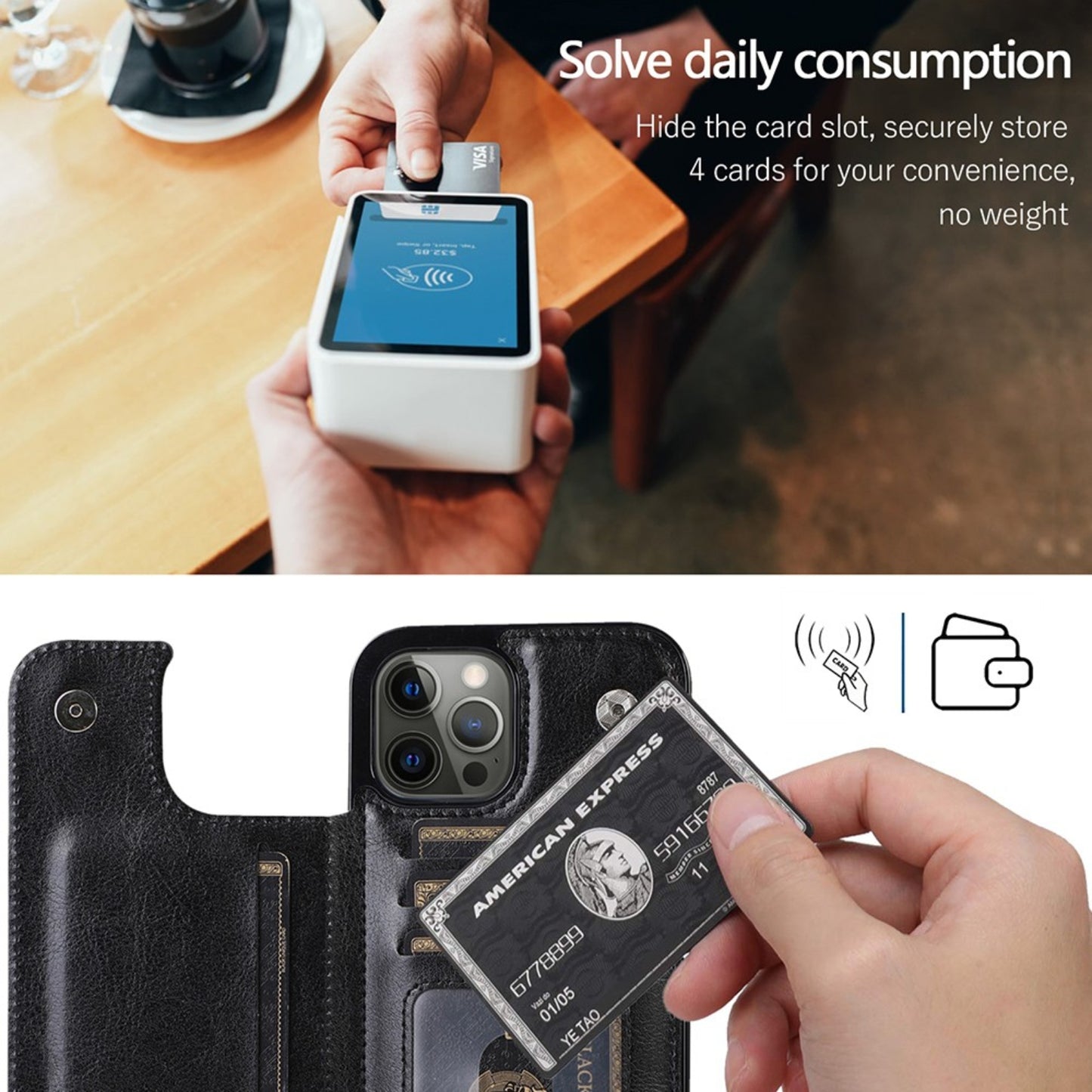 Back Flip Leather Wallet Cover Case For Iphone 14 Pro