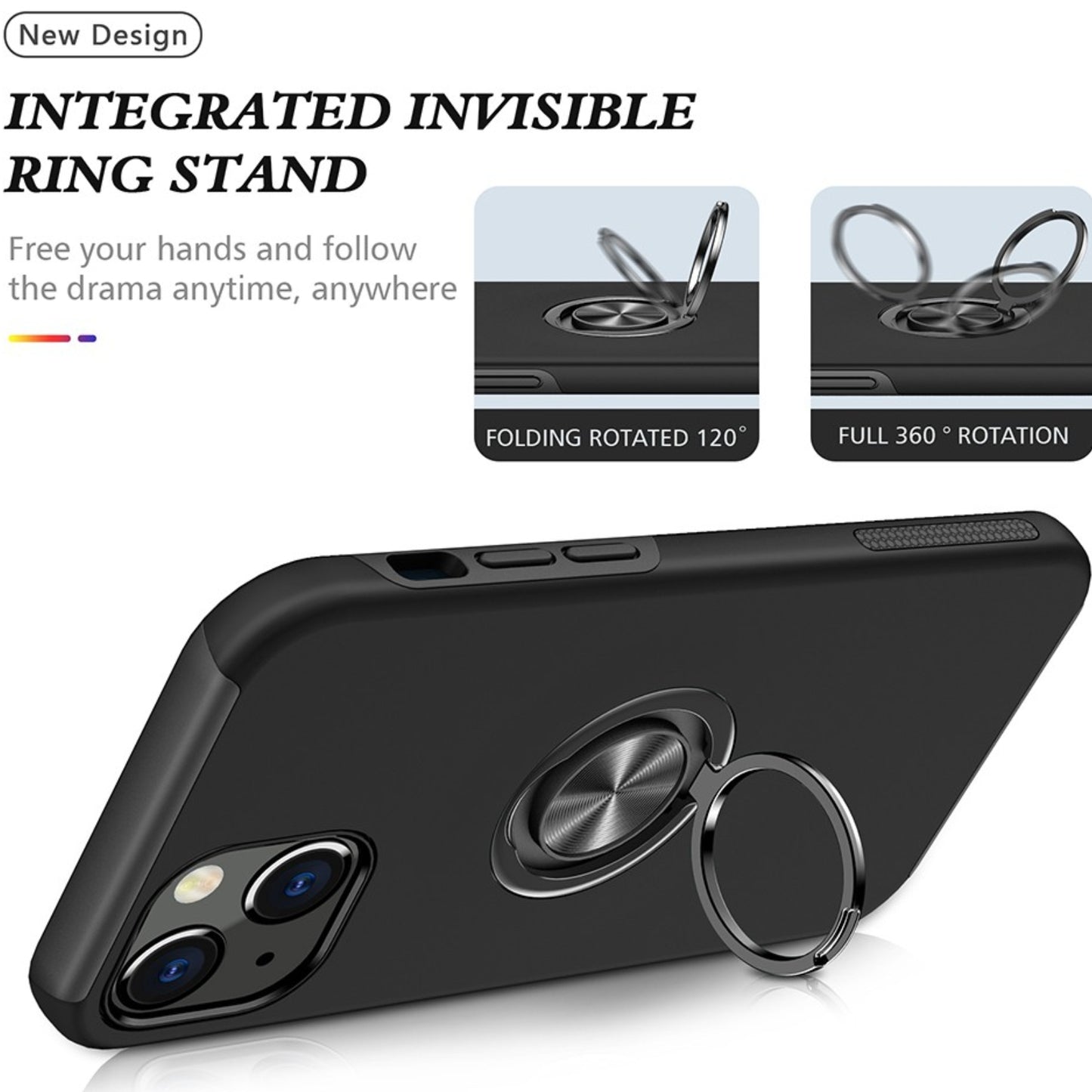Magnetic Ring Holder Shockproof Cover Case For Iphone 14 Plus
