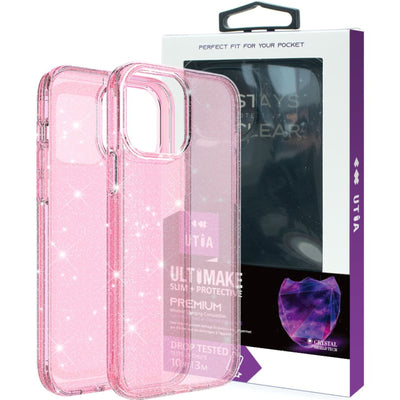 Ultimake Glitter Shockproof Case Cover for iPhone 15 Pro Pink Clear