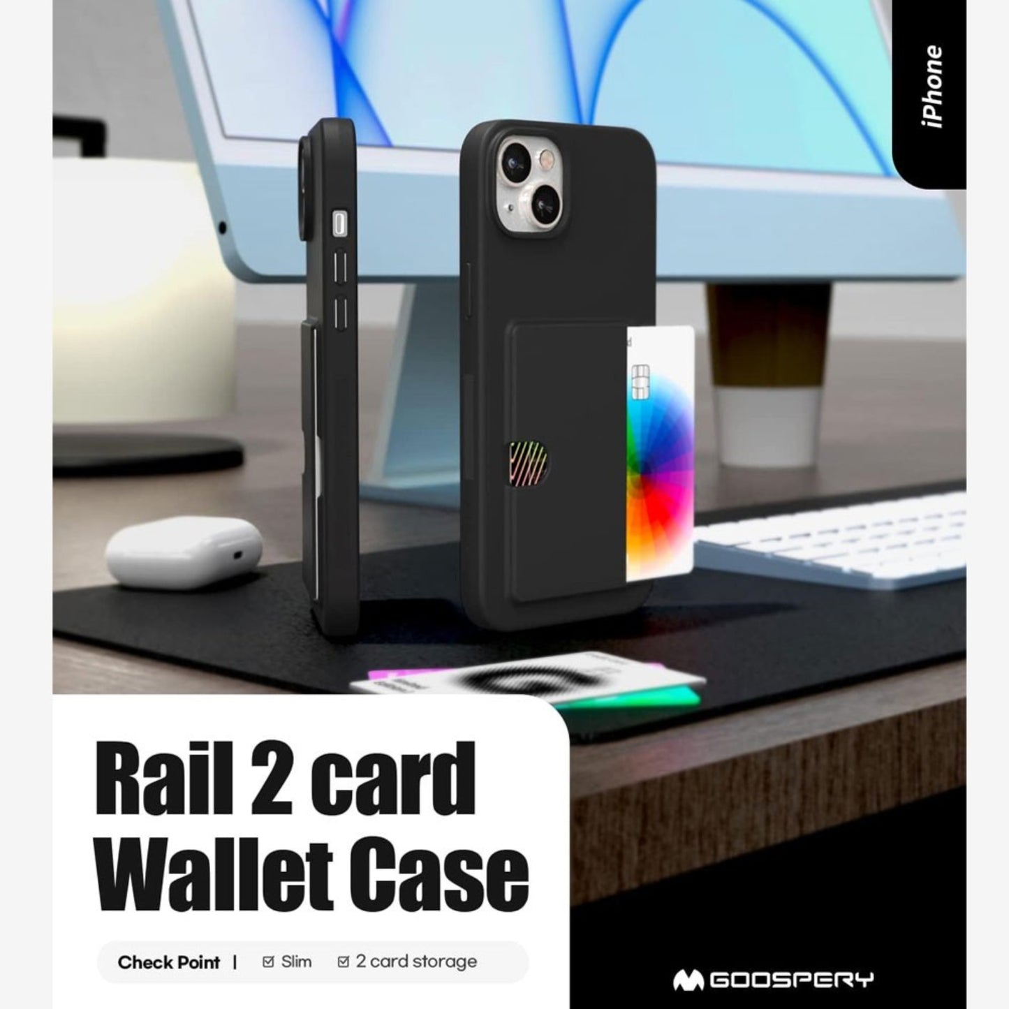 Mercury Goospery Rail 2 Card Case for iPhone 15