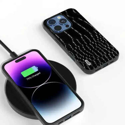 ABEEL Genuine Leather Crocodile Pattern Black Edge Phone Case