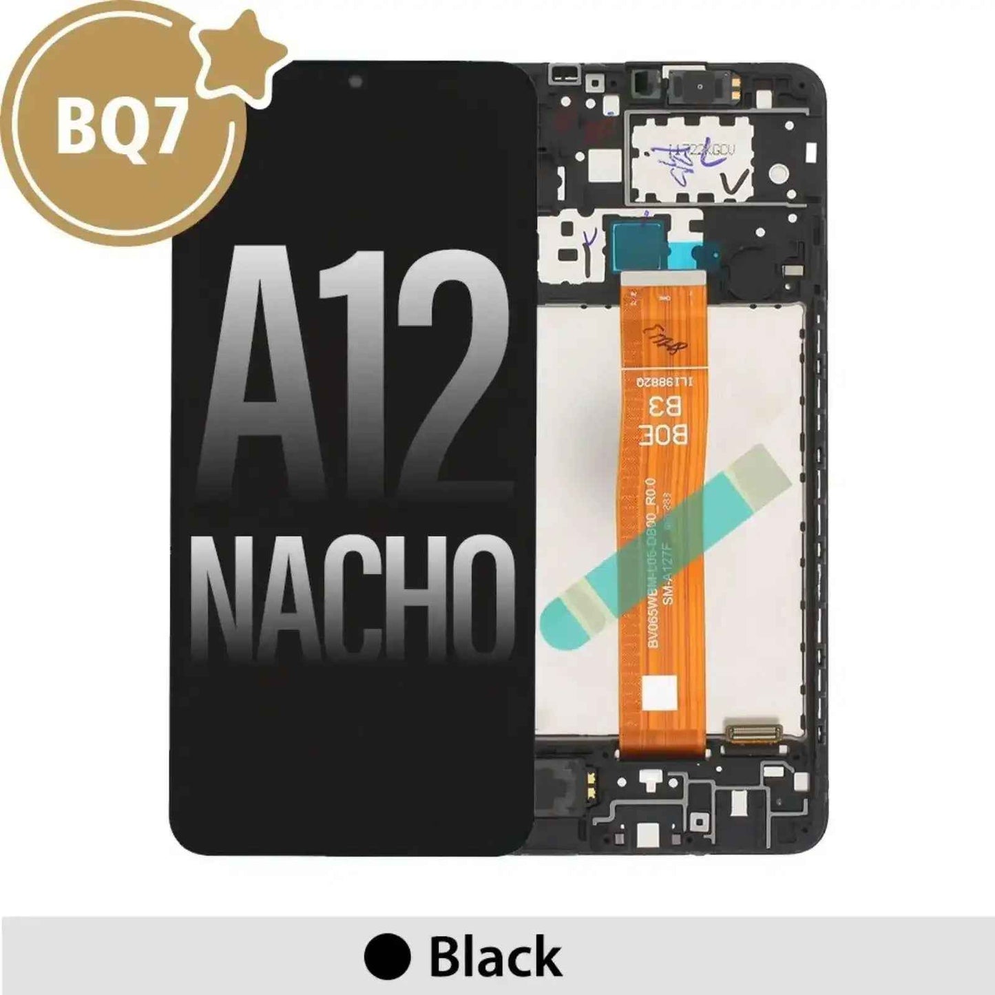 BQ7 LCD Screen Repair Samsung Galaxy A12s A127F with Frame-Black (As the same as service pack, but not from official Samsung)