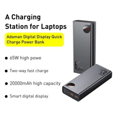 Baseus Adaman Metal Digital Display Quick Charge Power Bank 20000mAh 65W-Black