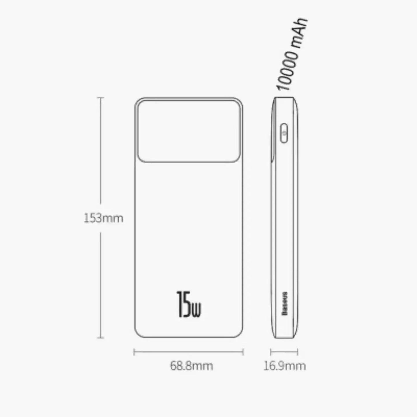 Baseus Bipow Digital Display Power Bank 10000mAh 15W (Overseas Edition) PPBD050001-Black Baseus