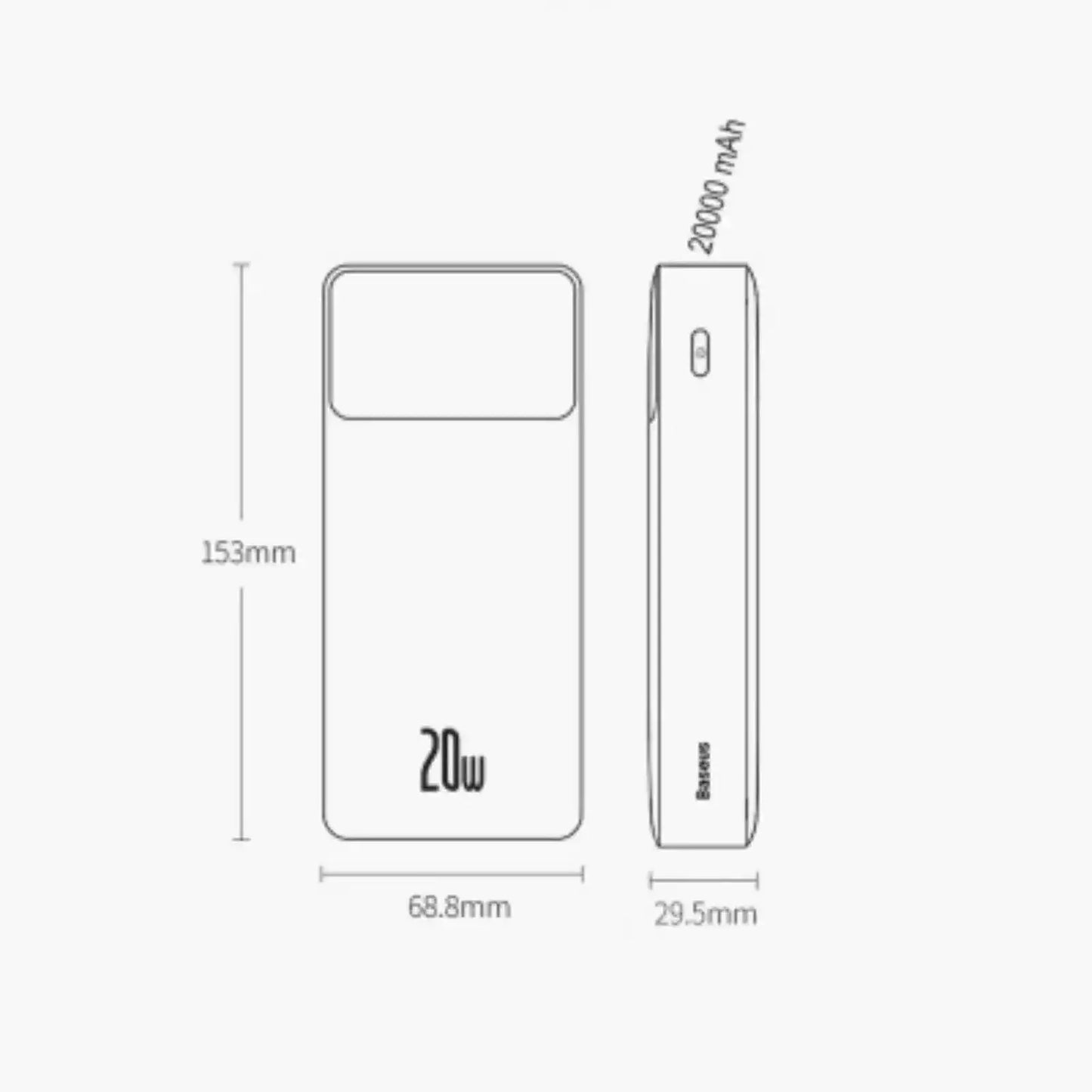 Baseus Bipow Fast Charging Power Bank 20000mAh 20W (Overseas Edition) PPBD050501-Black Baseus