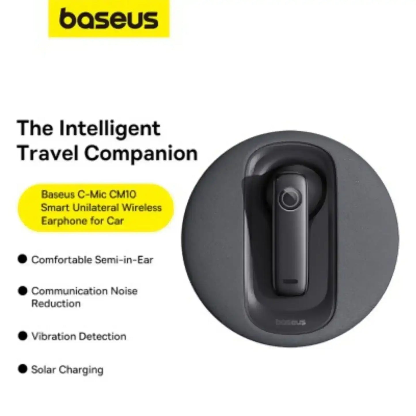 Baseus C-Mic CM10 Smart Unilateral Wireless Earphone for Car-Black Baseus