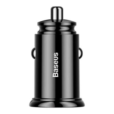 Baseus Circular Plastic A+A 30W Dual QC3.0 Quick Car Charger-Black Baseus