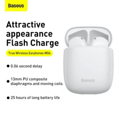 Baseus Encok True Wireless Earphones W04 (Upgrade Version)-White MyMobile