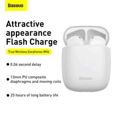 Baseus Encok True Wireless Earphones W04 (Upgrade Version)-White