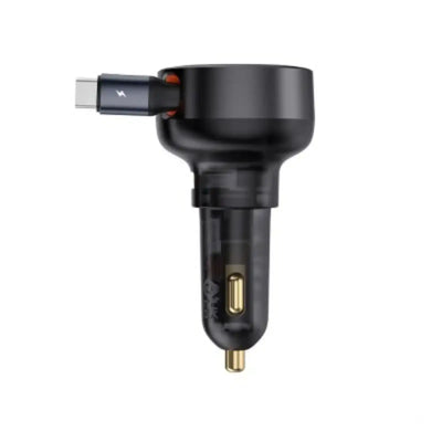 Baseus Enjoyment Pro Car Charger U+Retractable Type-C Cable 60W-Cluster Black Baseus