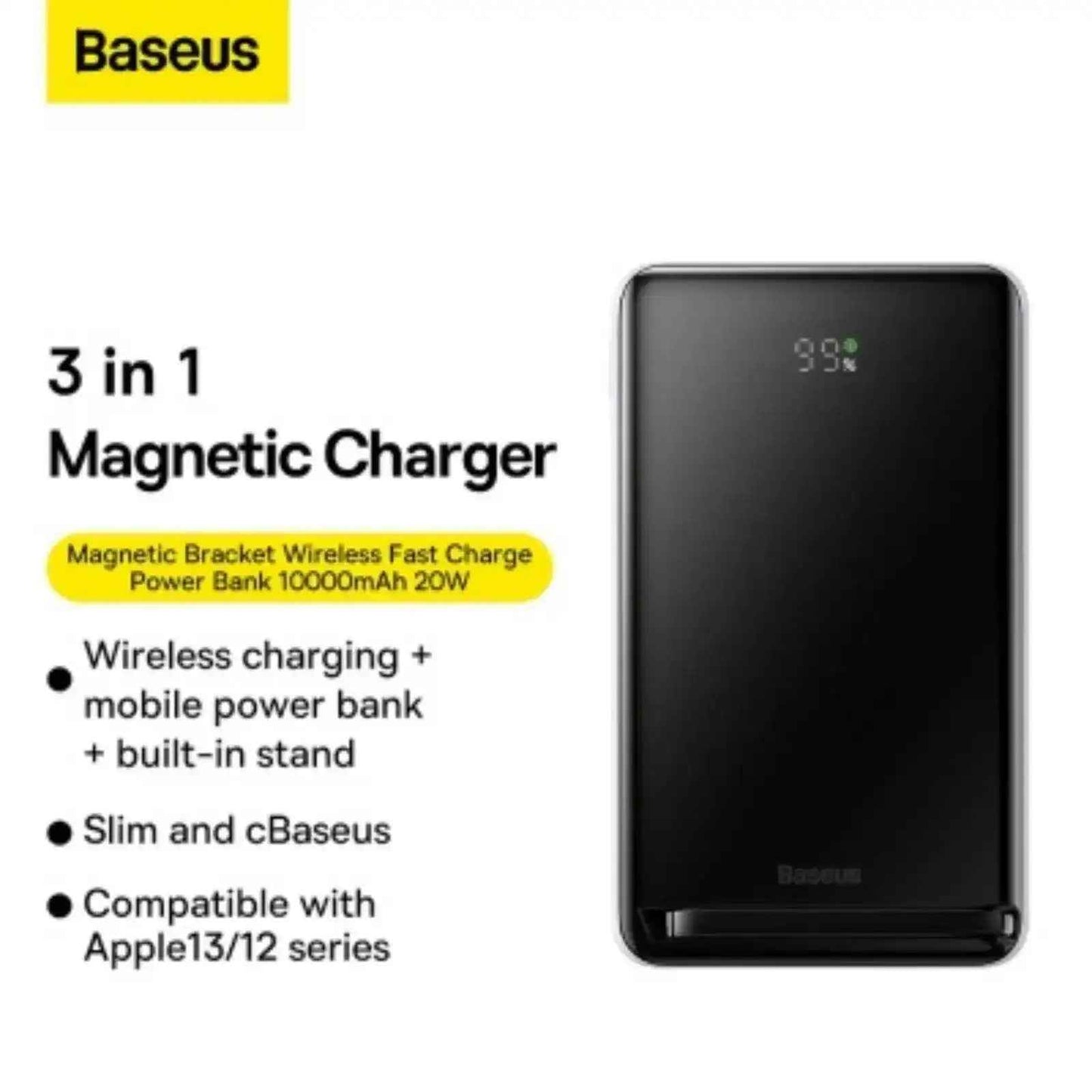 Baseus Magnetic Bracket Wireless Fast Charge Power Bank 10000mAh 20W-Pink