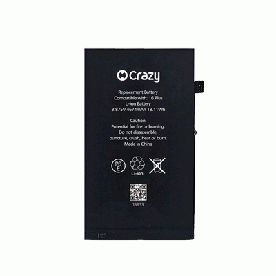 Crazy Improved Quality-iPhone 16 Plus Replacement Battery with Adhesive Strips 4674mAh (TI CHIP: 27546) GREENCELL