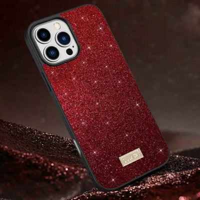 SULADA Glittery PC Hybrid TPU Handmade Leather Phone Case