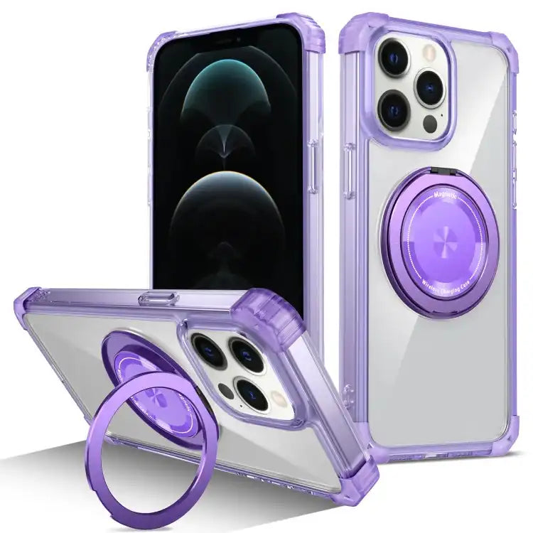Gold Shield CD Pattern MagSafe Magnetic Phone Case with Rotating Stand