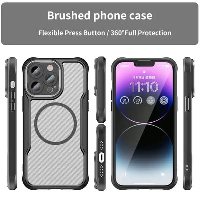 Carbon Fiber Texture MagSafe Translucent Phone Case