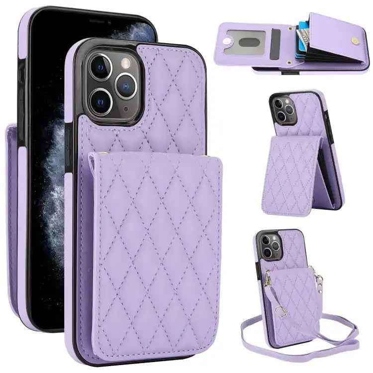 YM015 Crossbody Rhombic Card Bag RFID Phone Case