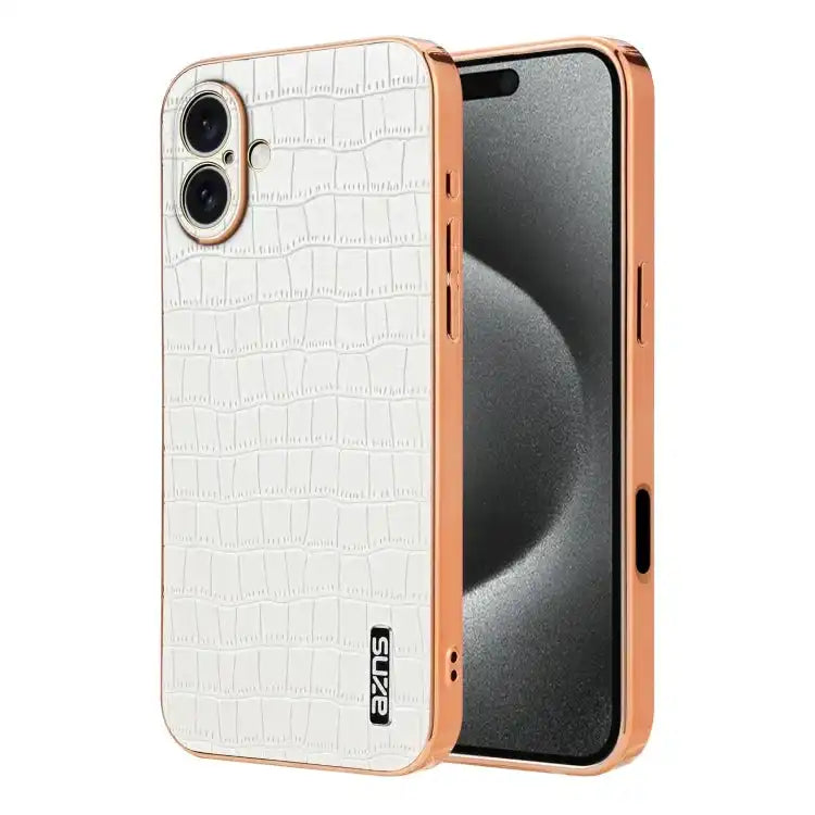 AZNS Electroplated Frame Crocodile Texture Full Coverage Phone Case AZNS