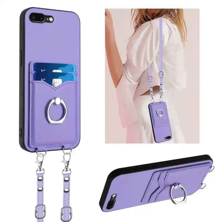 R20 Crossbody Rope Ring Card Holder Phone Case