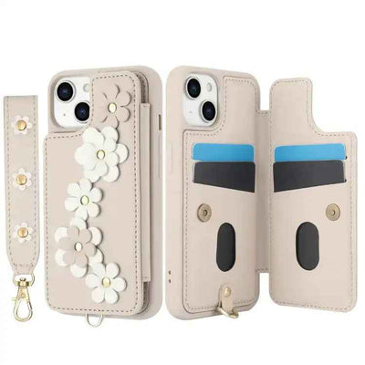 Crossbody Flower Pattern Leather Phone Case