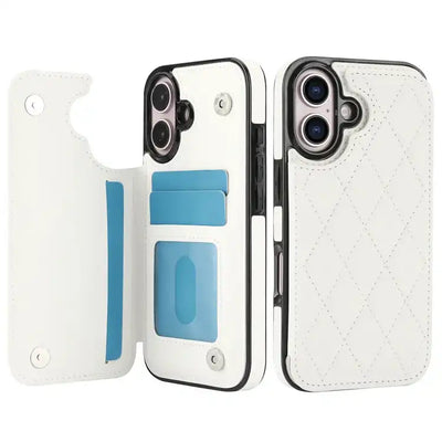 Double Buckle Rhombic PU Leather Phone Case