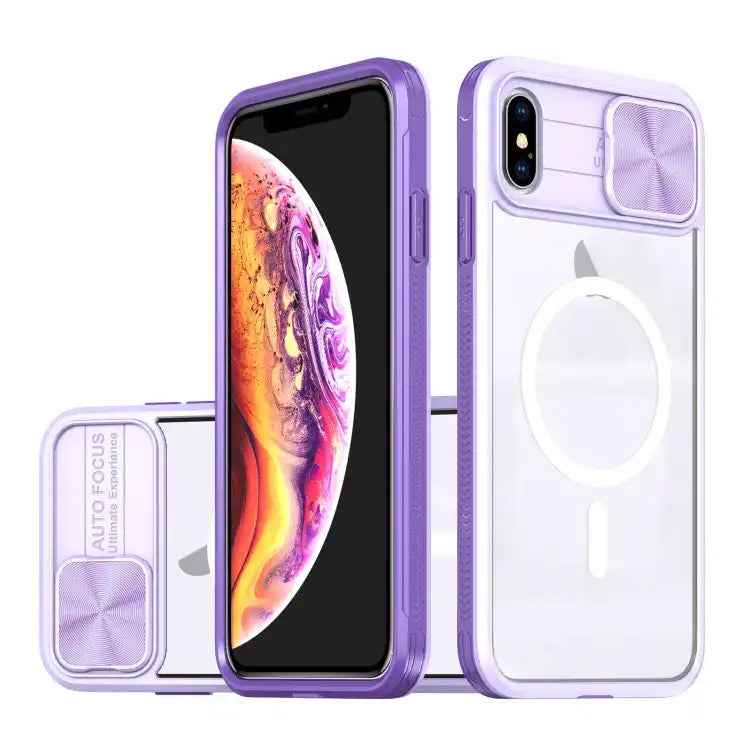 Clear Acrylic + PC + TPU MagSafe Lens Sliding Cover Full Coverage Phone Case