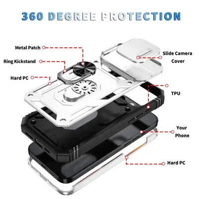 Sliding Camshield TPU + PC Phone Case with Holder