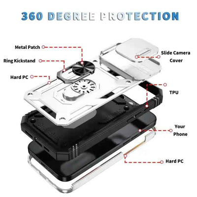 Sliding Camshield TPU + PC Phone Case with Holder