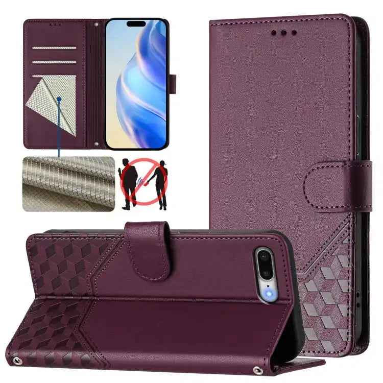 Honeycomb Embossing RFID Leather Phone Case