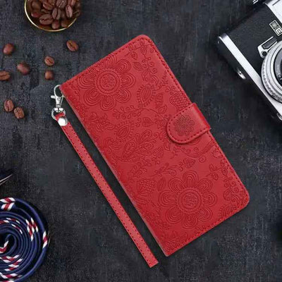 Floral Embossed Pattern Leather Phone Case