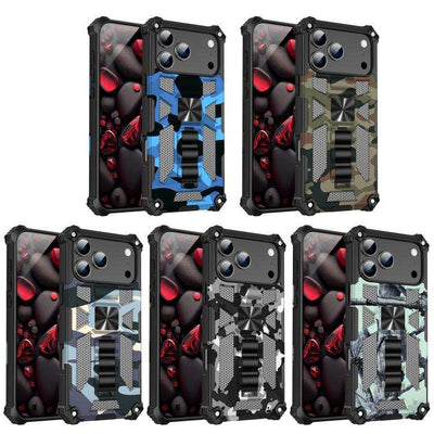 Camouflage Armor Kickstand TPU + PC Magnetic Phone Case