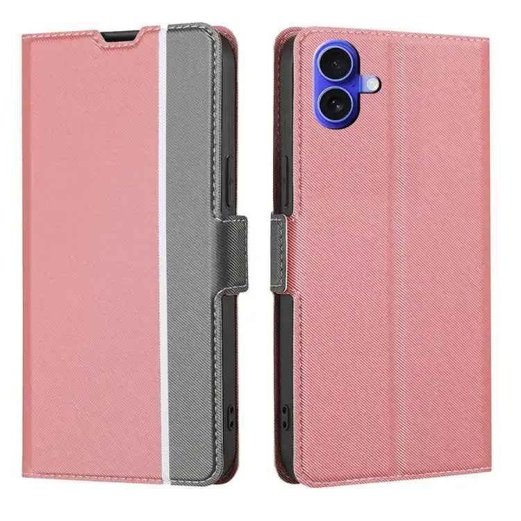 Twill Texture Side Button Leather Phone Case