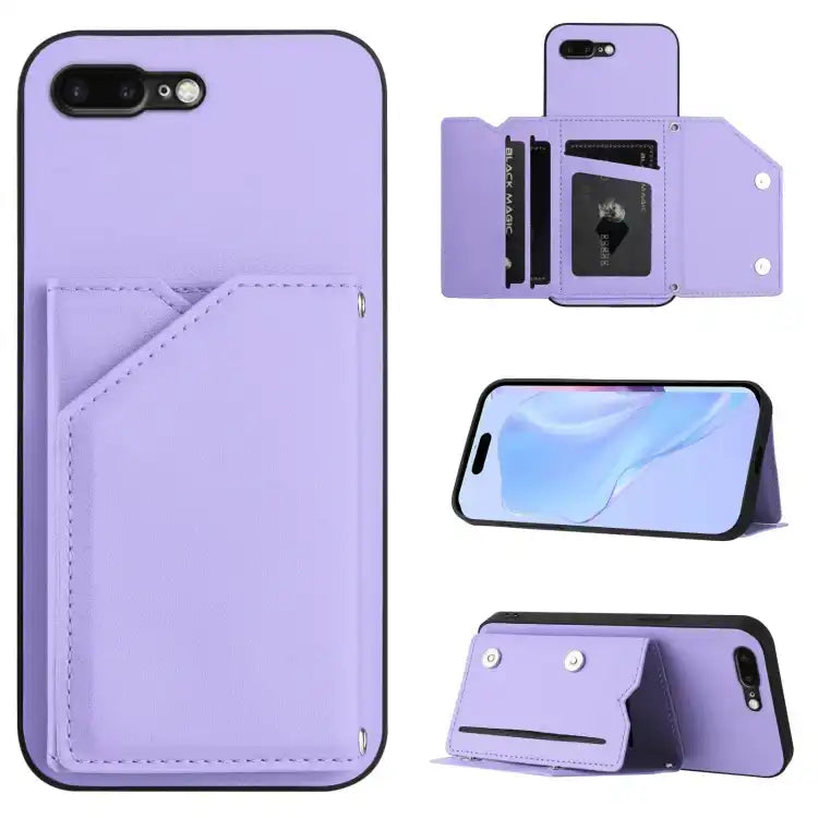 Skin Feel Four Card Slots Phone Case with Wrist Strap