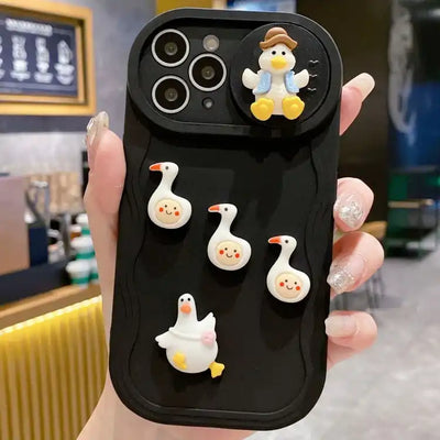 Creative 3D Duck Design Sliding Window Full Coverage Phone Case