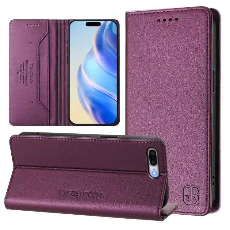 RC01 Dual-Folded Magnetic Suction RFID Leather Phone Case