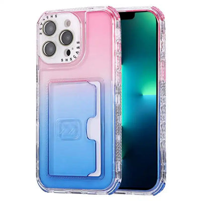 Gradient Color TPU + PC Card Slot Full Coverage Phone Case