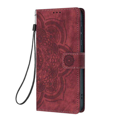 Mandala Embossed Retro Frosted Leather Phone Case