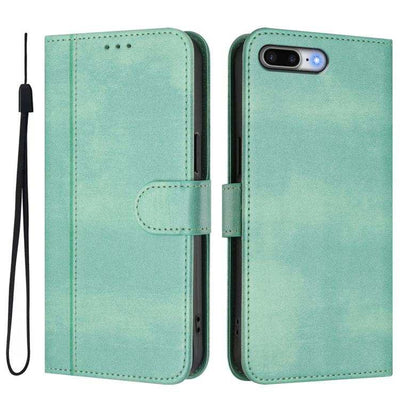 Line Splicing Buckle Retro Leather Phone Case