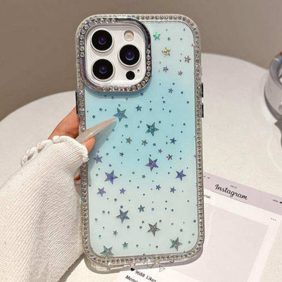 Holographic Starry Pattern TPU Hybrid IMD Full Coverage Phone Case