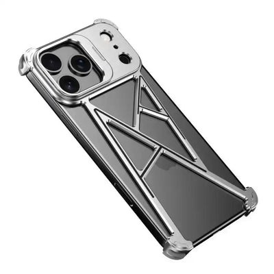 Four Corner Shockproof Lens Bracket Hollow Metal Phone Case