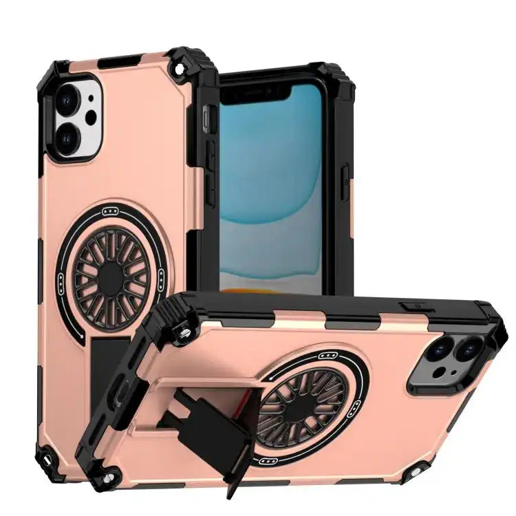 Shockproof Kickstand Metallic Shaft MagSafe Phone Case