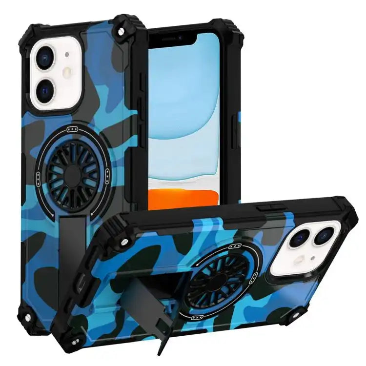 Camouflage Kickstand Rotating Shaft MagSafe Phone Case