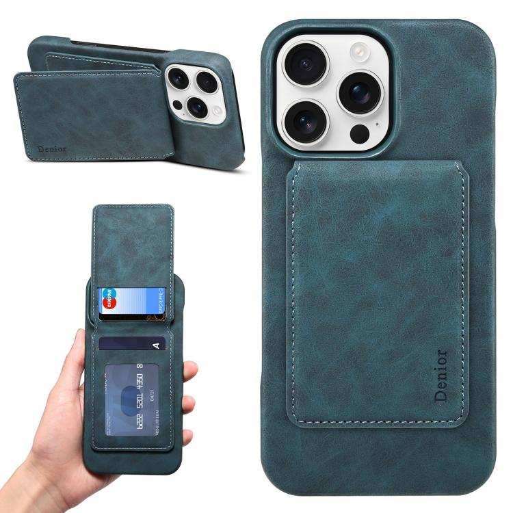 Denior D28 Retro Texture RFID MagSafe Vertical Flip Card-slot Phone Case