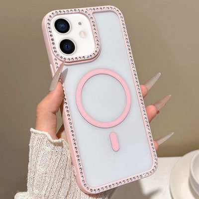 Large Lens Hole Rhinestone Frame MagSafe Phone Case