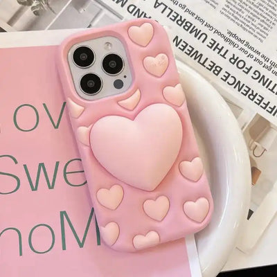 3D Heart Holder Silicone Phone Case