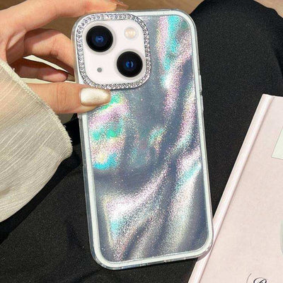 3 in 1 Diamond Lens Frame Quicksand Pattern Phone Case
