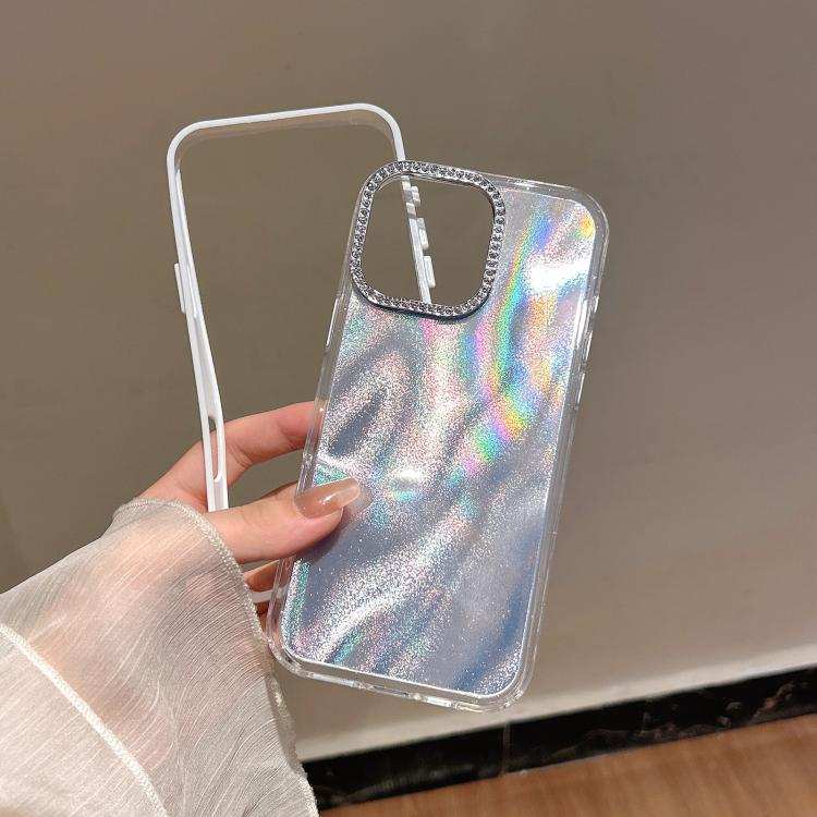 3 in 1 Diamond Lens Frame Quicksand Pattern Phone Case